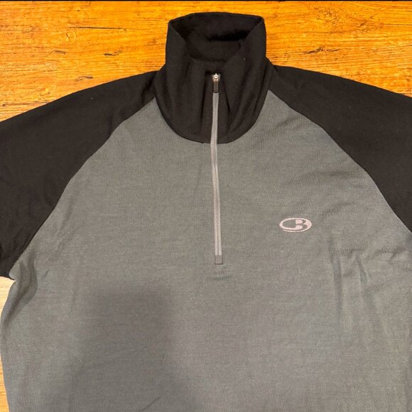 Icebreaker Gray Bodyfit 260‎ Wool 1/4 Zip Pullover Base Layer Sweatshirt Men's L - Picture 1 of 10